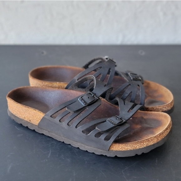 Birkenstock Granada Sandals EU 37 US 6.5 7 Leather | Solid Earthy Color Hippie - Picture 2 of 9